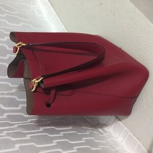 Ralph Lauren dryden Debby drawstring leather shoulder bag, Burgundy Red